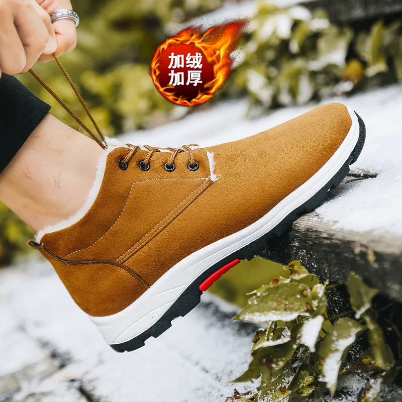 Waterproof Winter Men Boots with Fur Warm Snow Women Work Casual Shoes Sneakers High Top Rubber Ankle plus size | Обувь