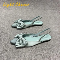 spring one word with set of feet womens shoes summer pointed shallow mouth bow womens single shoes flat retro sandals women