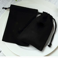 100 flannel drawstring gift bags custom jewelry packaging pouches chic wedding favor bags black velvet cosmetic bags