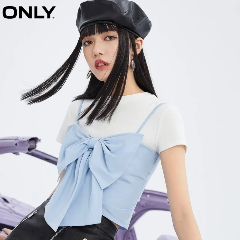 

Женская облегающая футболка с бантом и ремешком