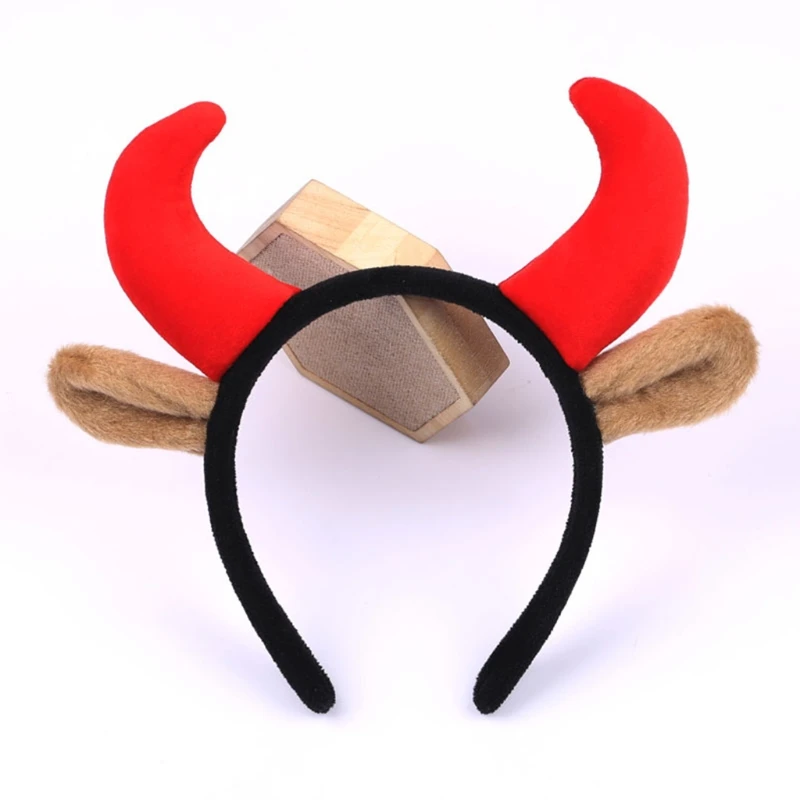 Плюшевые коровьи уши и ободок с рогом забавные животные Косплей Костюм для