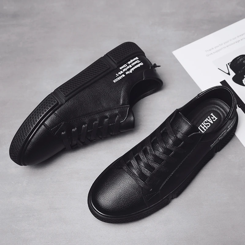 Man Shoes Casual Leather Classic White Men Lace-Up Sneakers Travel Walking Shoe Fashion Spring Autumn | Обувь