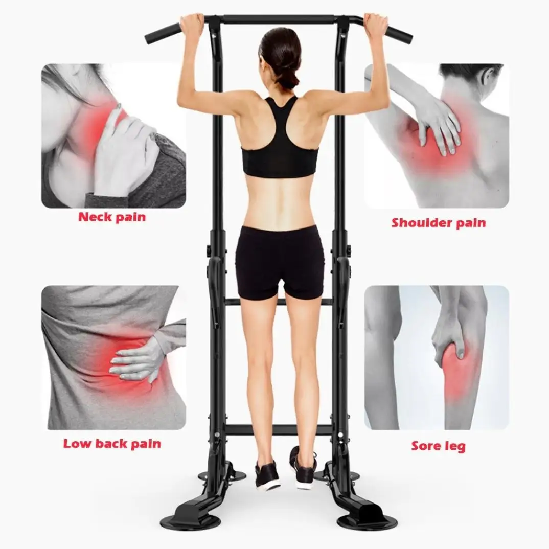 

Pull-Ups Indoor Single Parallel Bars, Adjustable Multifunctional Home Gym Strength Training Workout Equipment w/Weight Bench