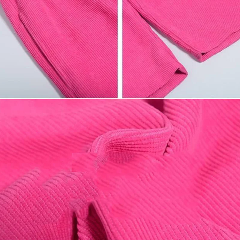 

Casual Pants Women Pink Corduroy Streetwear Dance Leisure Straight Baggy Solid Spring Fashion Female Teens Cozy All-matchtrouser