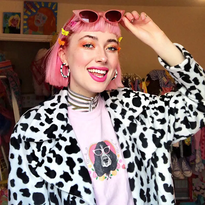 Faux Fur Print Coat Velvet Women Jackets 2020 Spring Parka Cow Jacket Modis Korean Style Manteau Fausse Fourrure Vache | Женская одежда