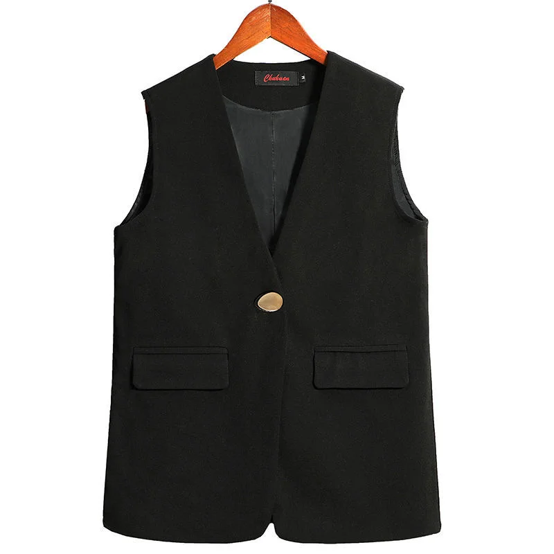 

Female Vest Coat Black Sleeveless Ladies Jacket Waistcoat Casual Tops 2021 Spring/Summer New Slim Office Plus Size Loose Outwear