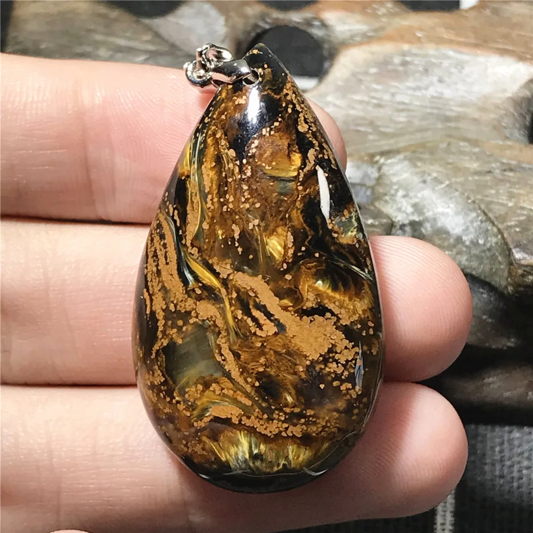 

Top Natural Pietersite Crystal Pendant Jewelry For Women Men Healing Stone 41x24x9mm Beads Silver Namibia Energy Gemstone AAAAA