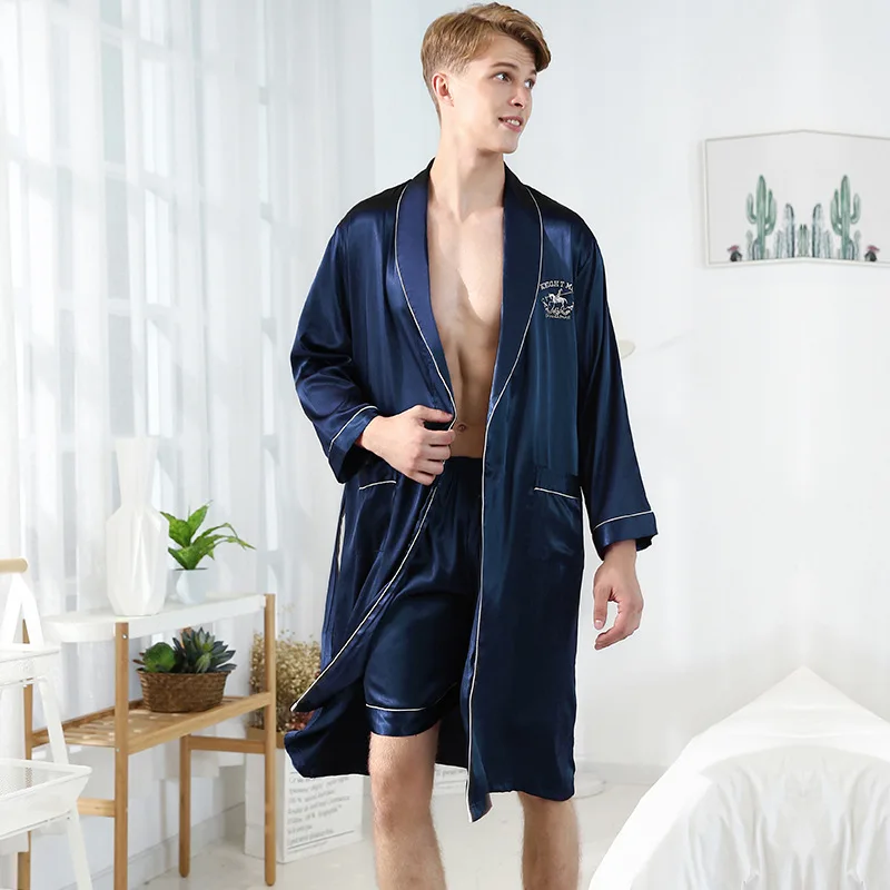 BALDAUREN Summer Ice Silk Pajamas Women Men's Nightgown Home Service Two-piece Suit Sleepwear