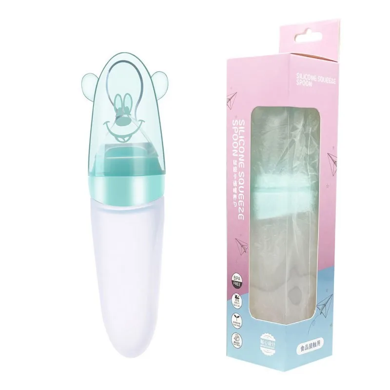 

Safe Newborn Baby Feeding Bottle Toddler Silicone Squeeze Feeding Spoon Milk Bottle Baby Training Feeder Food Supplement