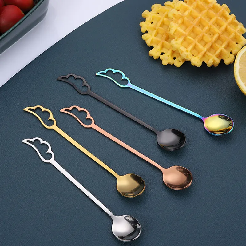 

Stainless Steel Coffee Spoon Wing Shape Scoop Mixing Spoon Tea Coffee Mixing Spoon Korean Tableware Ice Cream Scoop Silver Gold