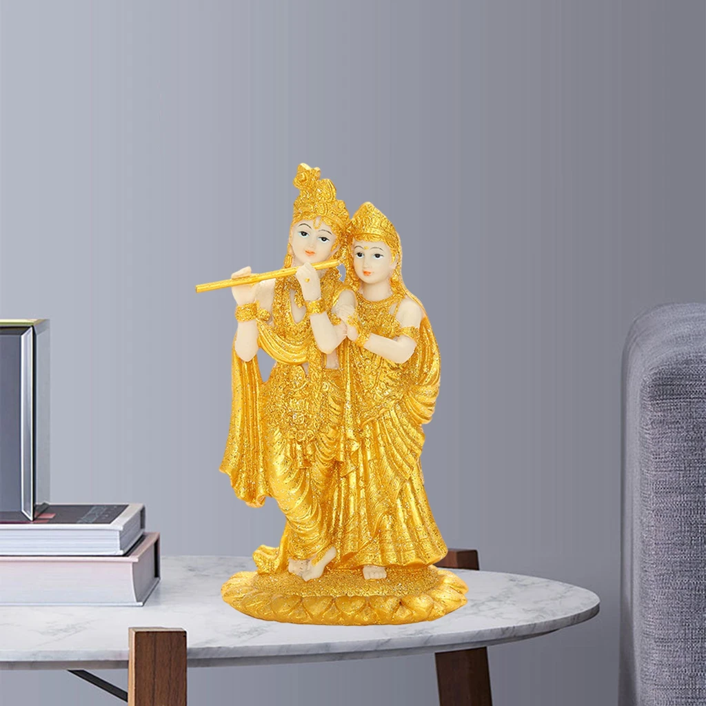 Radha and Krishna Buddha Statue Figurine Hindu God Goddess Deity Decor | Дом и сад