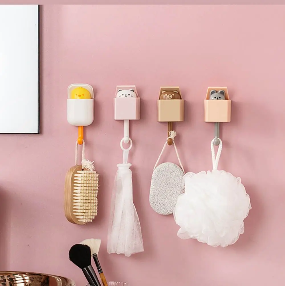 

Cute Creative For Dormitory Seamless High Quality Punch-free Cap Hooks Key Hook Coat Rack Wall Decoration