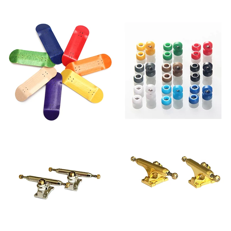 

OEM Colors Blank Wood Finger Skateboard Accessories Deck Maple Fingerboard CNC Bearing Wheels Single Axle Truck With Lock Nuts