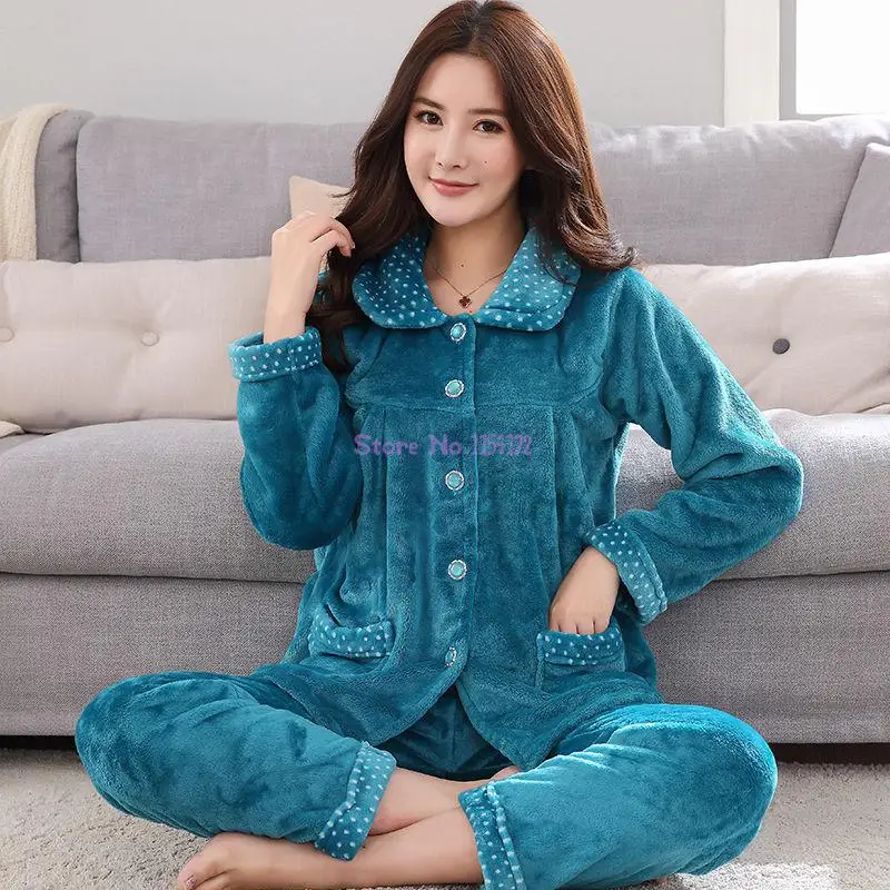 

Рождественский подарок для женщин, пижамные комплекты, ночная рубашка, Пижамный костюм, Женская домашняя одежда, теплый фланелевый пижамный комплект, утепленный и теплый для девочек
