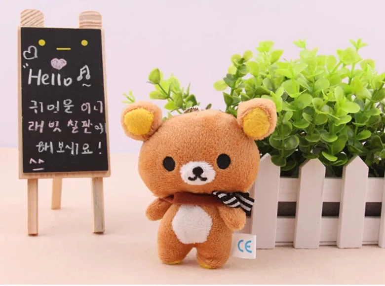 

1pcs Kawaii Standing 11CM Lover Rilakkuma Bear Plush Stuffed TOY , Soft Figure DOLL , Key Chain Design Pendant Charm TOY