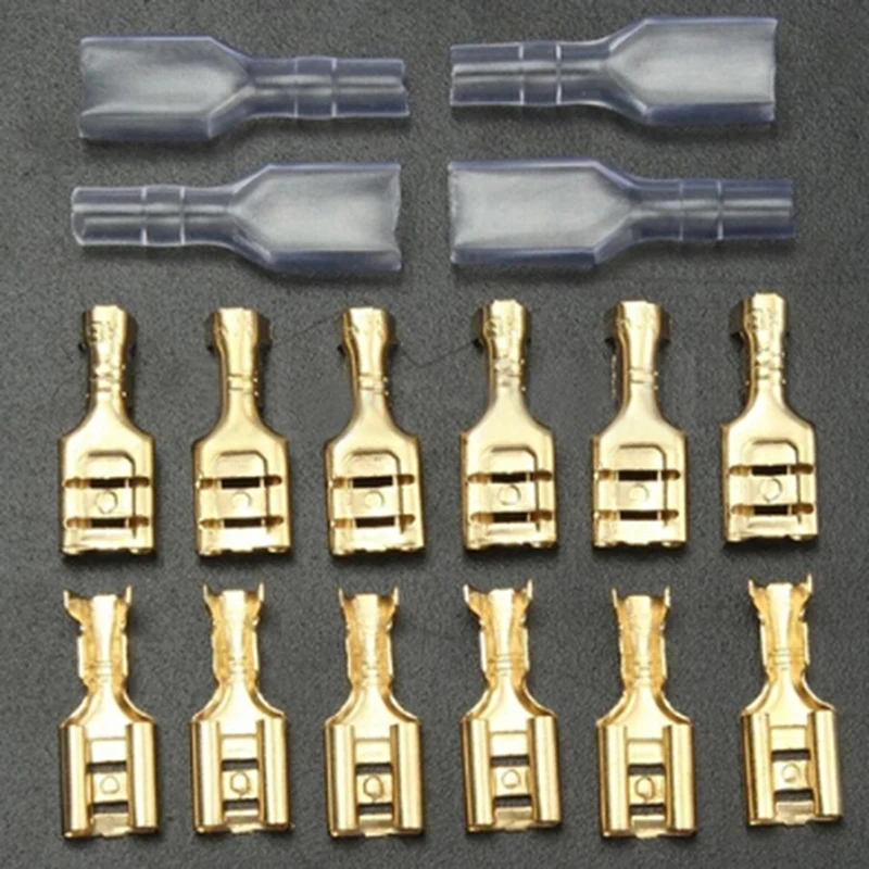 100Pairs 6.3mm Connectors With Insulate Sleeve Brass Crimp Terminal Female Spade | Обустройство дома