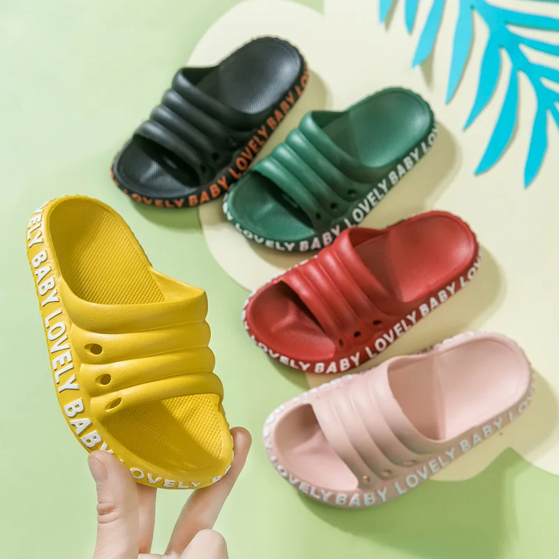 Обувь для мальчиков и девочек детская домашняя обувь с надписью тапочки