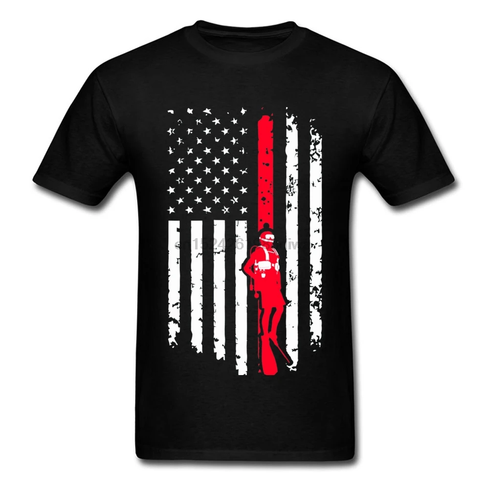 Футболка с американским флагом Мужская забавная рубашка аквалангом флаг дайвера