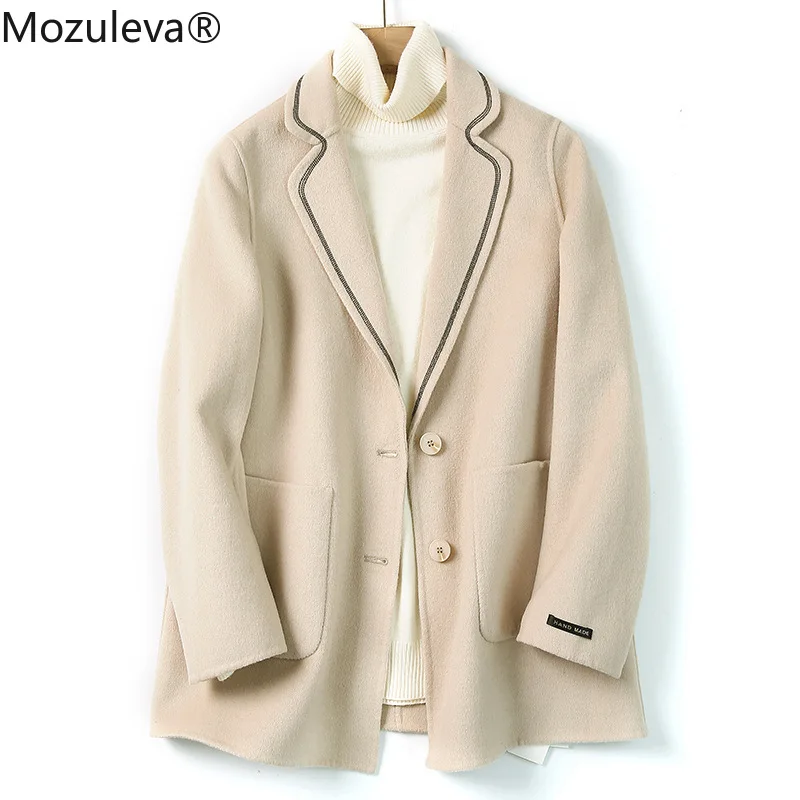 

Женское двустороннее шерстяное пальто ручной работы, на осень и зиму