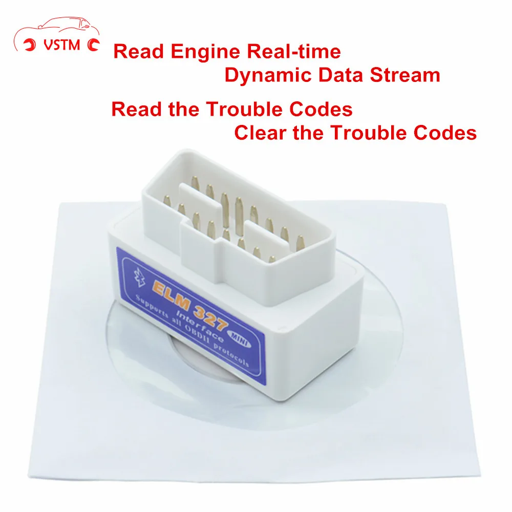 

2021 Новый V2.1 Супер Белый Мини ELM 327 Bluetooth белый OBD2 / OBDII ELM327 сканер автомобильного кода