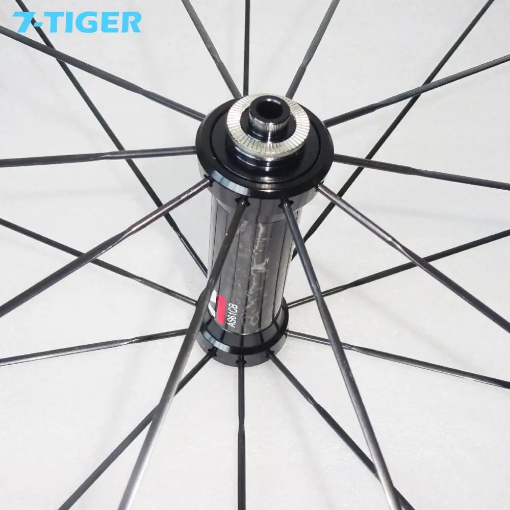 

7-Tiger carbon road bicycle wheels 45mm tubeless 28mm and 25mm wide clincher ud with novatec as61cb fs62cb sapim xc-ray spokes