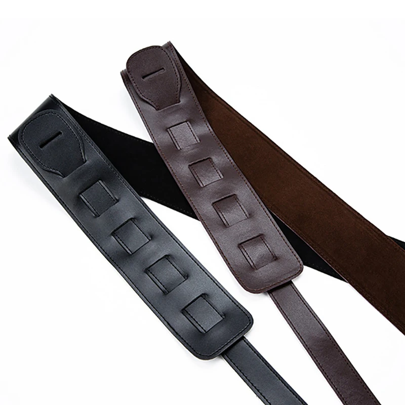 

2x Premium Full Leather Guitar Strap Electric Guitar Strap Bass Strap Leather Strap & 4Pcs Electric Guitar Knobs