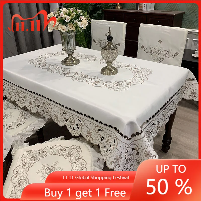 

Dining Tablecloth Fabric High-End Desk American Dining Table Fabric Square Tablecloth Retro New Chinese Style Dining Chair Cover