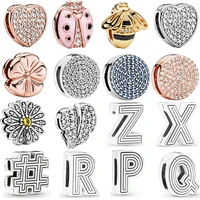 2020 new 925 sterling silver sparkling flower heart shape clip charms fit original pandora reflexion bracelets women diy jewelry