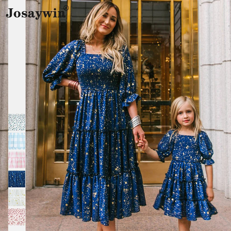 Family Matching Mother Daughter Long Dress Summer Mom And Daughter ...