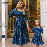 family matching mother daughter long dress summer mom and daughter clothes print family matching clothes casual party dresses