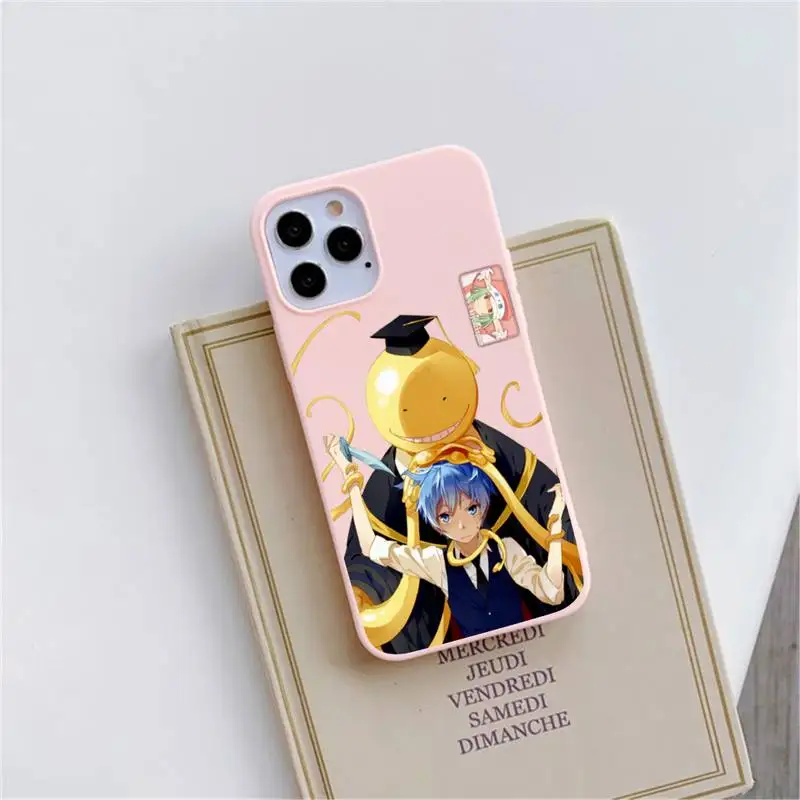 

Karma akabane assasination classroom Phone Case Pink Candy Color for iPhone 11 12 mini pro XS MAX 8 7 6 6S Plus X SE 2020 XR