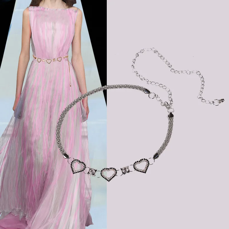 

Waistband Love Heart Fashion Waist Chain Pants Chain Versatile Classic Girdle Hollow Dress Rhinestone Waist Decoration