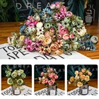 1 букет деревенских Ретро чайных роз, Свадебный домашний декор, цветы, искусственные цветы, искусственные Свадебные украшения для стола, Декор для дома и офиса