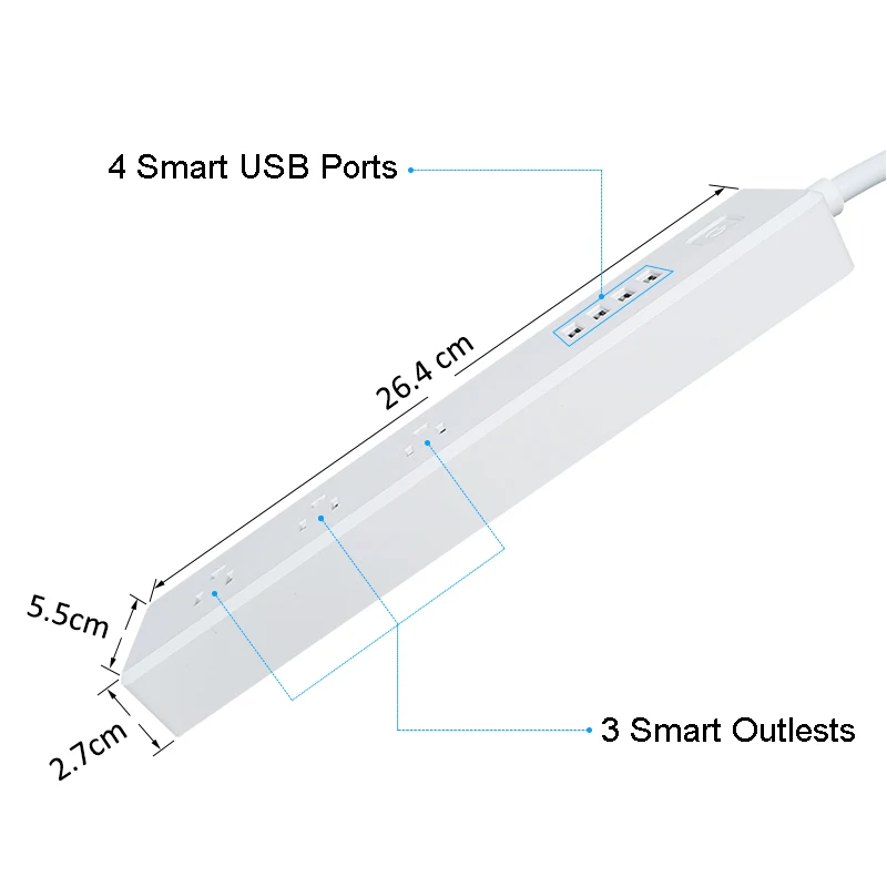 Удлинитель с поддержкой Wi-Fi Tuya Smart Power Strip британские розетки USB-порт таймер Life эхо