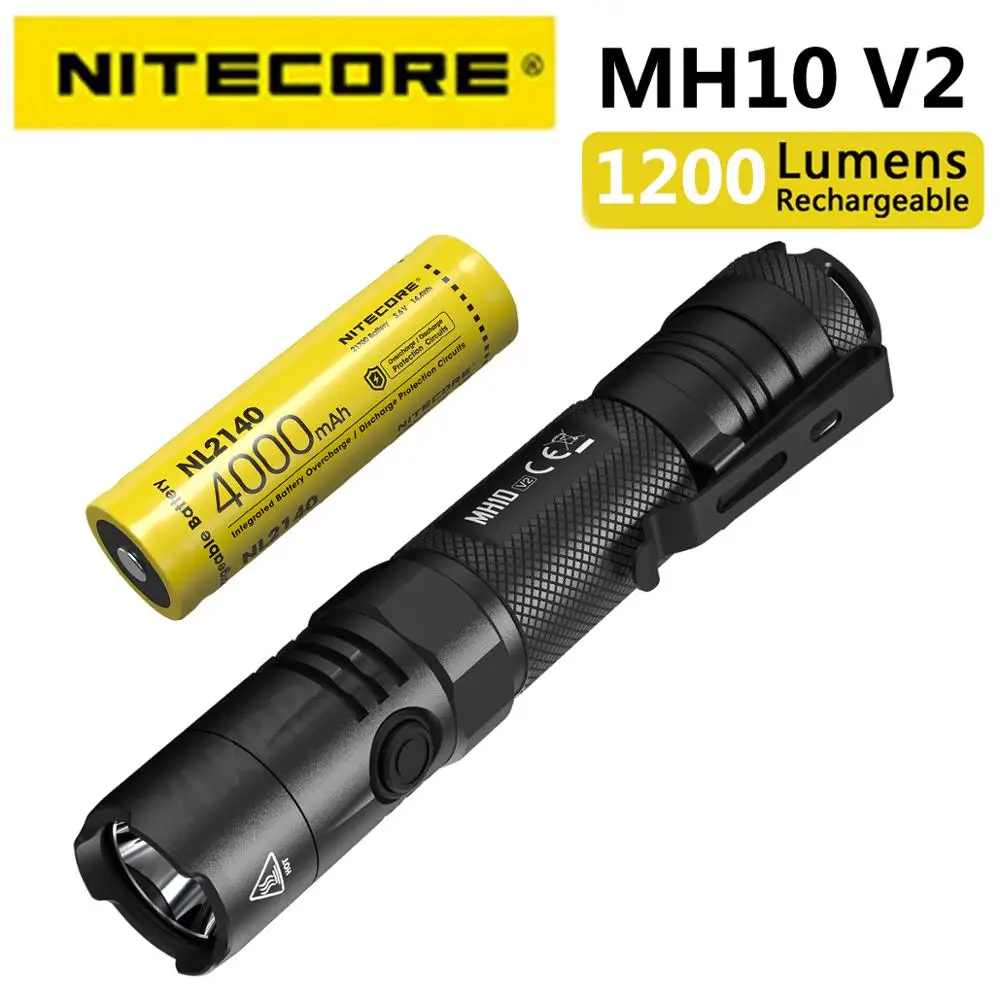 Светодиодный фонарик NITECORE MH10 V2 1200 люмен CREE XP-L2 V6 тактический 4000 мА · ч аккумулятор