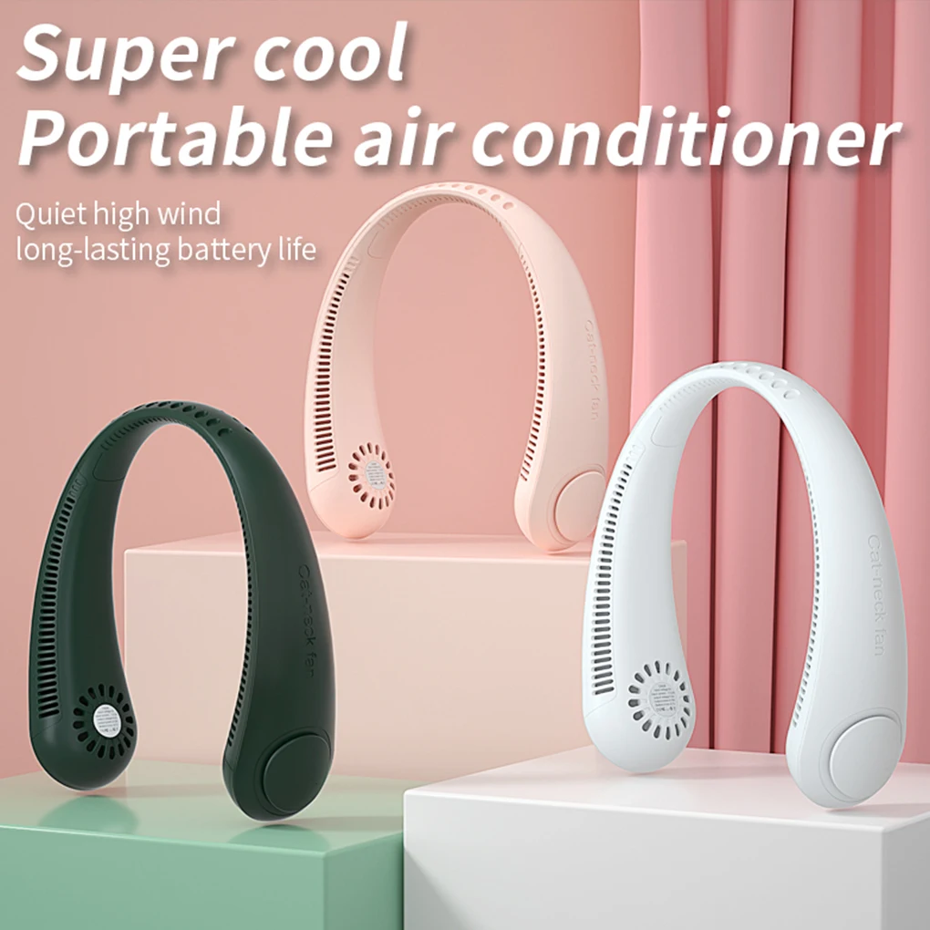 

Вентилятор для шеи с воздушным охлаждением, перезаряжаемый вентилятор, 4000 мАч, бесшумный портативный безлопастный вентилятор с USB для дома ...