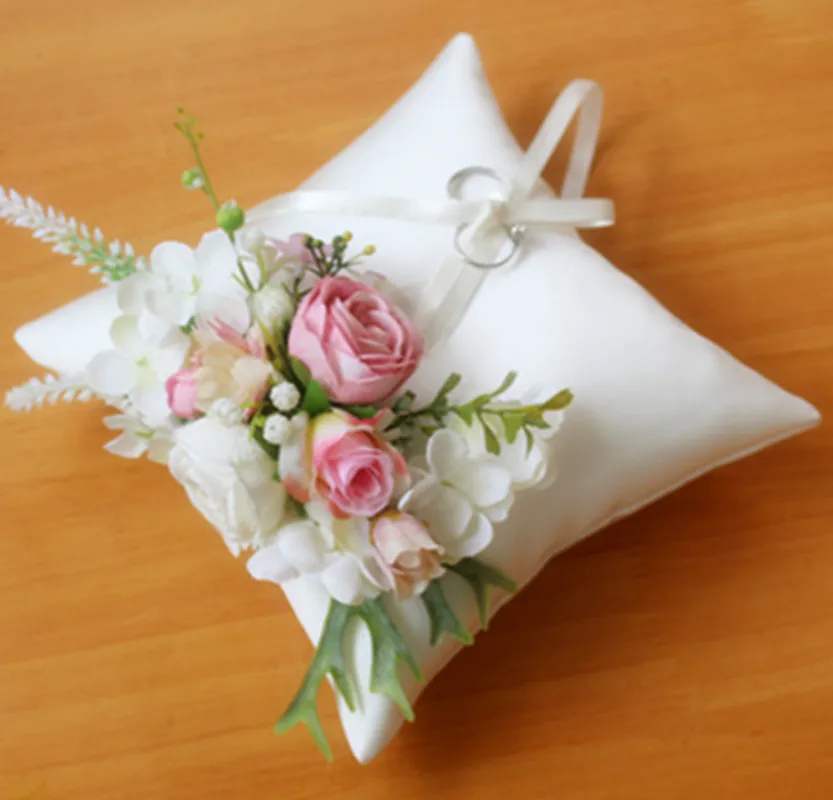 Подушка для кольца Свадебный Цветочный девочек белый цветок розовый фиолетовый |