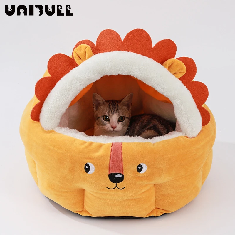 

New Style Pet Dog Cat Bed Round Plush Cat Warm Bed House Soft Long Plush Bed For Small Dogs For Cats Nest 2 In 1 Cat Bed