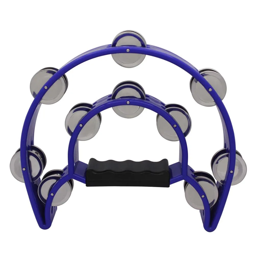 

Blue Rattle Jingle Bell Percussion Instrument for KTV Party Hand Tambourine Double Row Cymbals Musical Educational Toys Gifts
