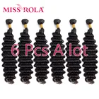 Бразильские волнистые волосы Miss Rola, волнистые пучки волос естественного цвета, глубокие кудрявые волосы для наращивания, 100% человеческие волосы, двойные волнистые