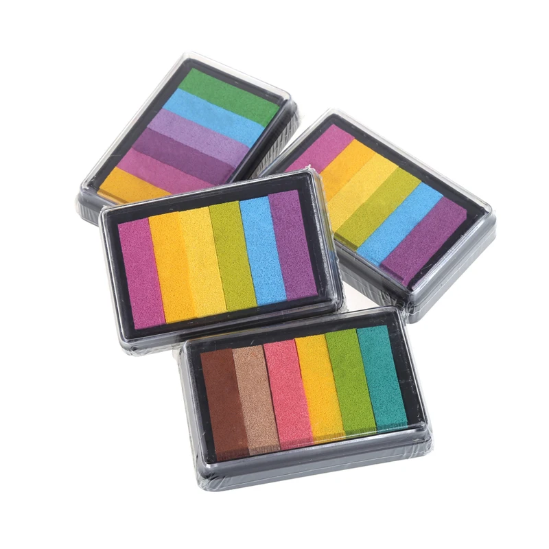 Rainbow Multicolor Ink Pad Oil Based for stamp Scrapbook Photo Album DIY Craft R9UA