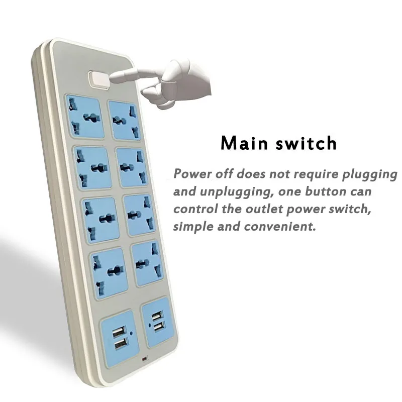 Extension Socket Australia Nz CN 10A Plug 8AC Universal Sockets Outlet 4USB Fast Charger Adapter Power Strip | Электроника