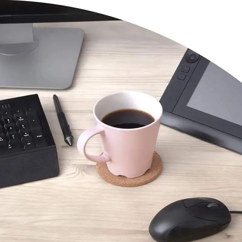 Натуральные пробковые подставки с круглыми 16 шт набор металлический держатель