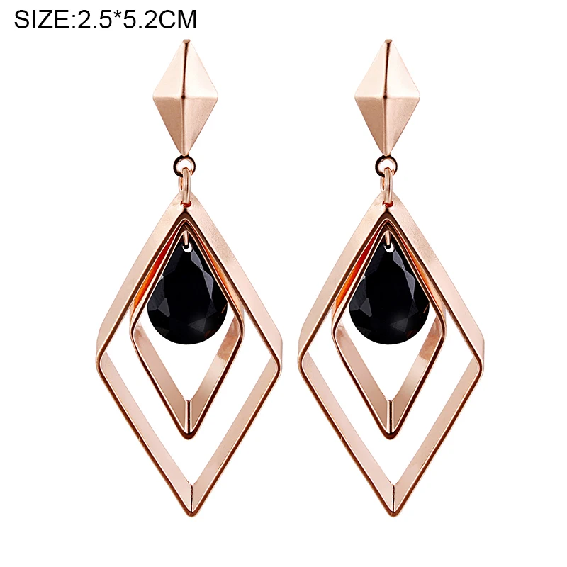 Серьги длинные Сережки Зеленые для женщин Мода г. Jewelry Аксессуары Gem Gold падения мотаться большой чешские Boho серьги с камнями бижутерия серьги висячие - Окраска металла: black