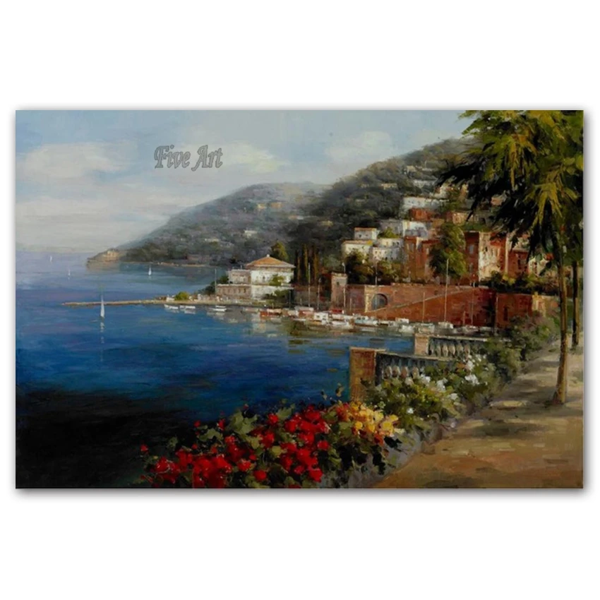 

Large Hand Painting Modern Abstract Landscape Sea And Mountains Palette Knife Oil Painting On Canvas For Wall Decor