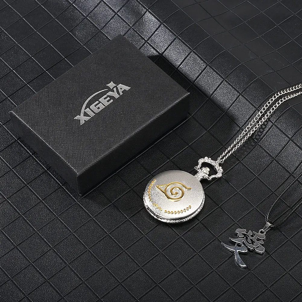 Classic Pocket Watch Cartoon Character Cover Carving Quartz Movement with Chain Two Pieces Set