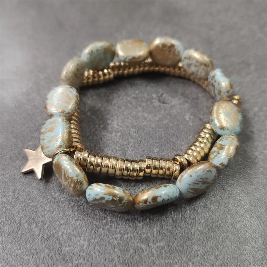 Лидер продаж дропшиппинг ручная работа позолоченные бусины вязаный браслет