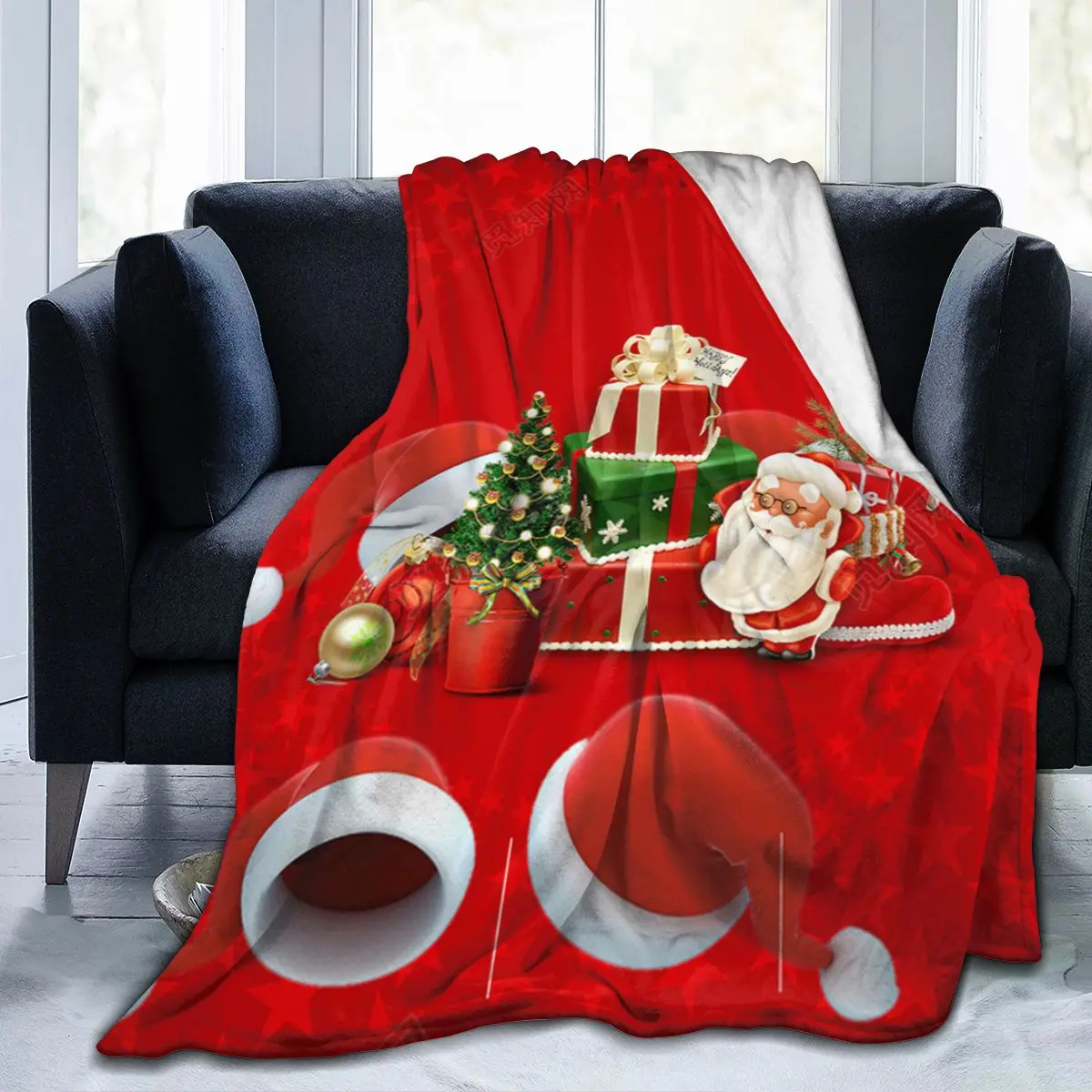 

Red Christmas tree super soft super fine fleece blanket plush hypoallergenic plush blanket for children, boys and girls, adults
