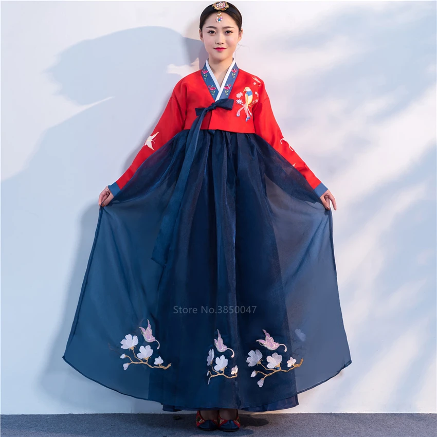 Orthodox Hanbok Folk Women Traditional Costume Korean Dress Elegant Princess Palace Costume Korea Emboridery Wedding Party