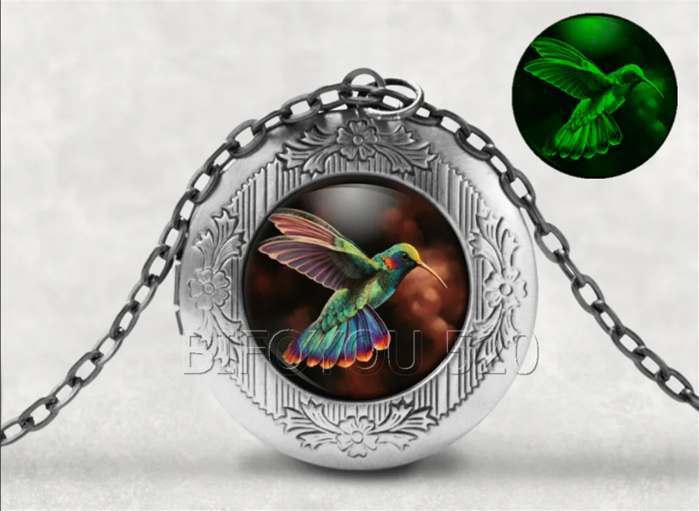 BIFOYOU Колибри кабошон стекло ароматерапия фото медальон ожерелье Духи Подвеска